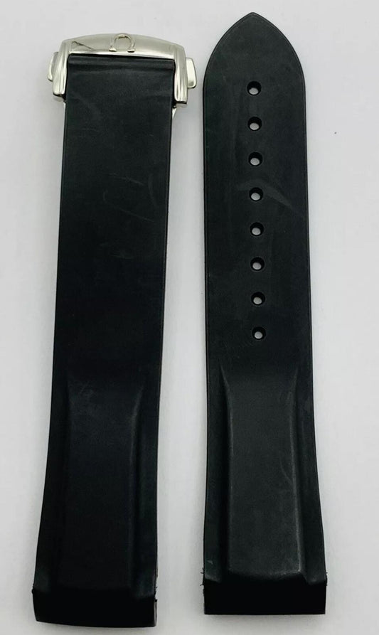22MM/20MM RUBBER WATCH BAND STRAP DEPLOYMENT CLASP OMEGA SEAMASTER PLANET BLACK