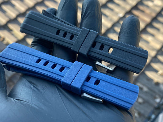 For 20 22mm OMEGA SeaMaster Diver 300m BLUE Rubber Strap Watch Band Clasp Buckle