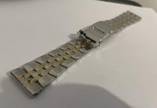 18-24MM WATCH BAND FOR BREITLING CHRONOMAT NAVITIMER COLT  TWO TONE SILVER GOLD