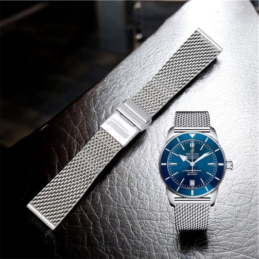 24mm Stainless Steel Mesh Strap Band Bracelet SuperOcean Heritage Breitling