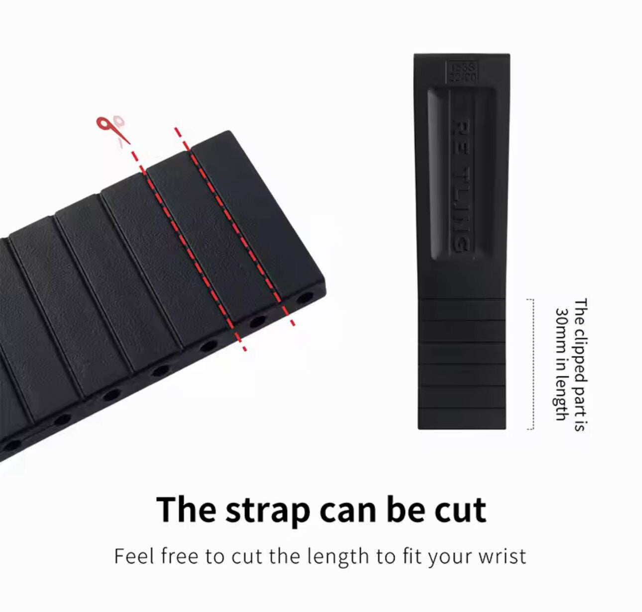 24mm 22mm Rubber Watch Band Deployment Buckle For Breitling Watch Black Blue
