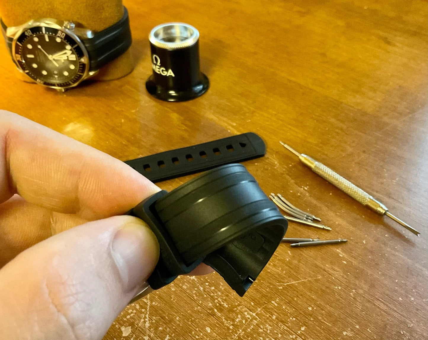 20MM SILICONE RUBBER STRAP FOR OMEGA SEAMASTER 300 42MM PRO CVZ015753 BLUE/BLACK