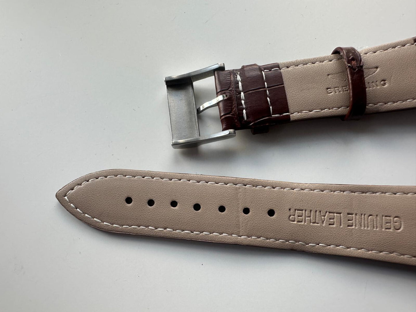 24-22mm Leather Strap Brown Watch Band with AFTMRKT BREITLING Tang Buckle B