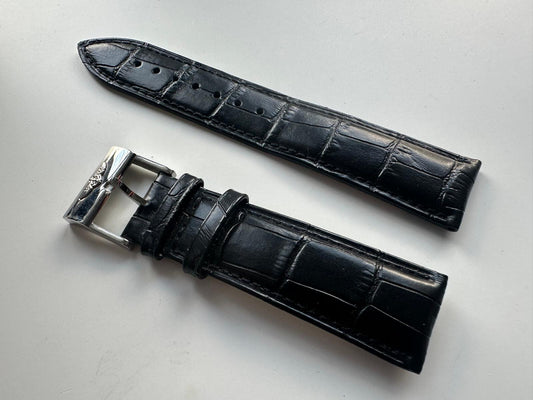 22MM Leather Strap BALCK Watch Band with AFTMRKT BREITLING Tang Buckle B