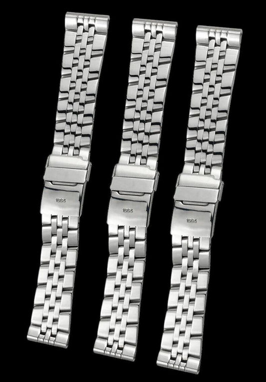 18-24MM WATCH BAND FOR BREITLING CHRONOMAT NAVITIMER COLT  TWO TONE SILVER STEEL