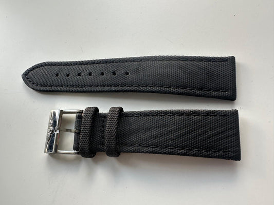 22MM Leather  nylon Strap BALCK Watch Band with AFTMRKT BREITLING Tang Buckle B
